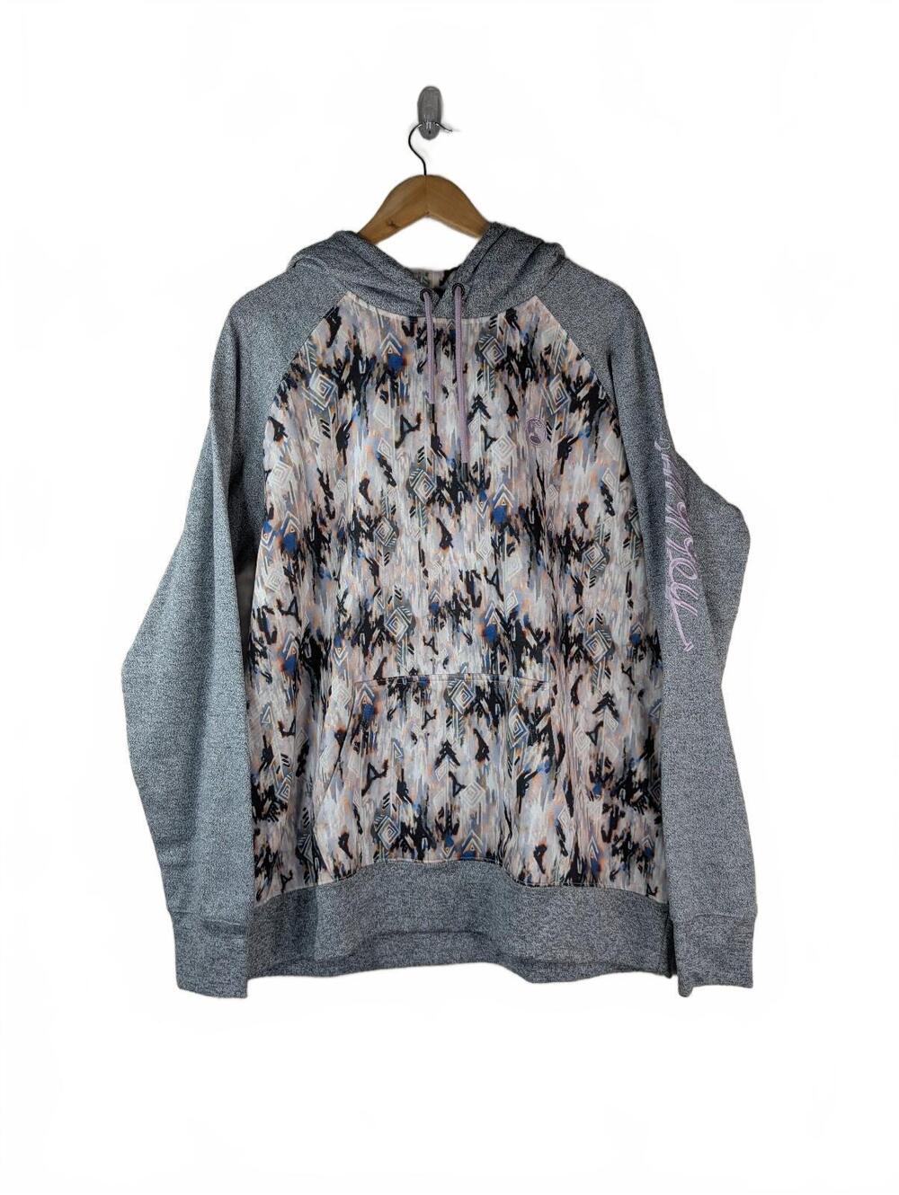 Hooey Grey Marled Aztec Pattern Hoodie Women's XXL